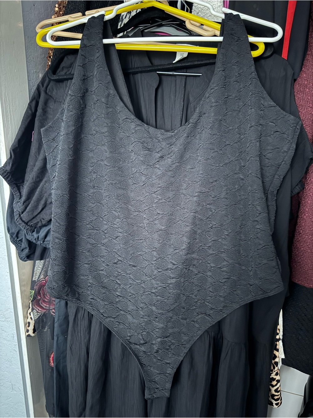 NWT H&M Black Textured Sleeveless Bodysuit Thong